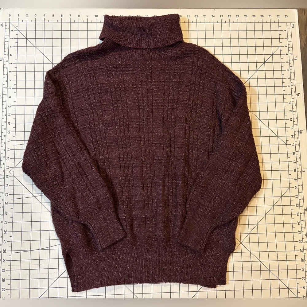 NWOT Lucky Brand Women’s‎ Size Small Maroon Textured Stitch Turtleneck Sweater